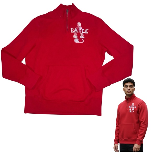 American Eagle Outfitters Other - Men’s American Eagle Outfitters 1/4 Zip Red Sweatshirt Pullover - Large